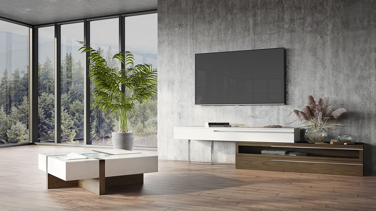 Makai Modern White & Walnut Square Coffee Table by VIG Furniture - View 3