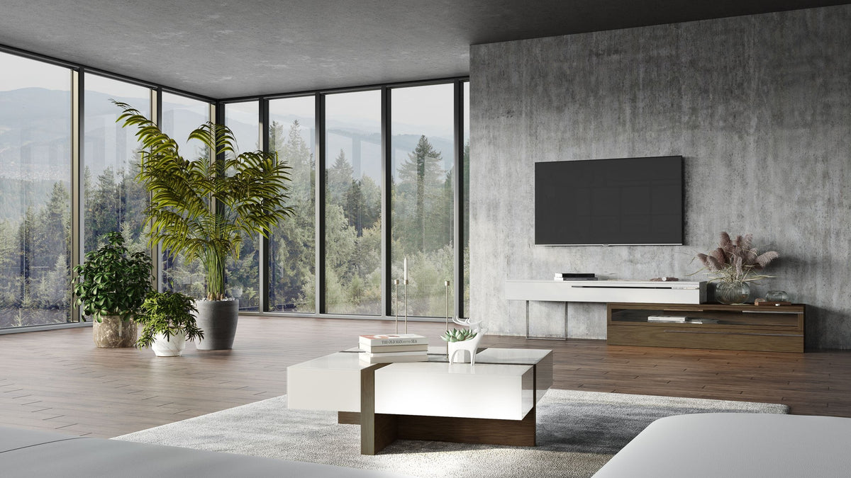 Makai Modern White & Walnut Square Coffee Table by VIG Furniture - View 4