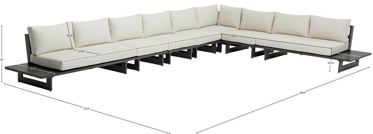 Maldives - 7 Piece Water Resistant Outdoor Patio Modular Sectional With Gray Base