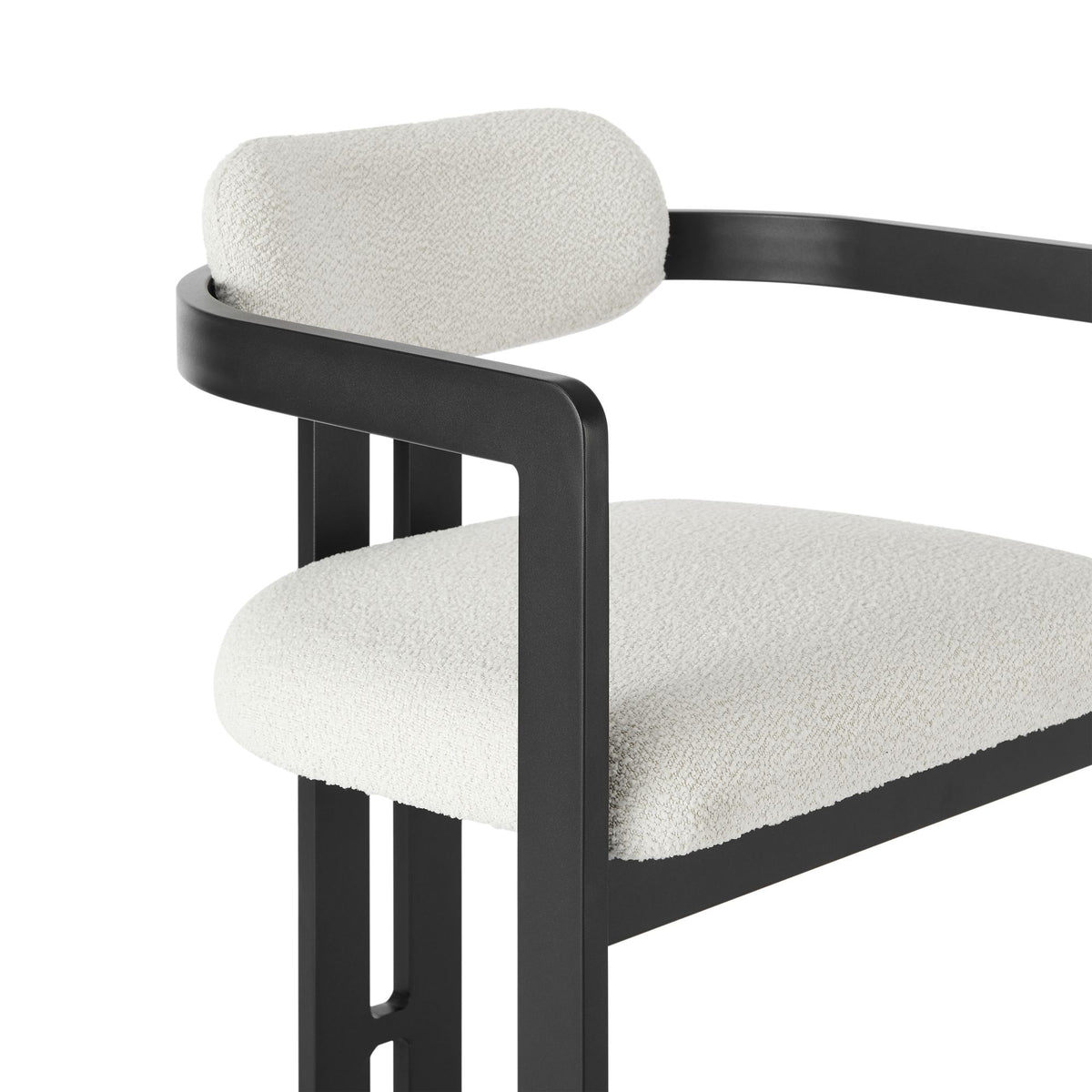 Jazmin - Outdoor Dining Chair With Boucle Cushion And Powder Coated Aluminum Frame (Set of 2) - Cream / Black