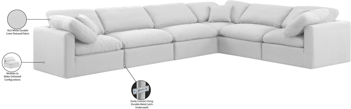 Indulge - Linen 6 Piece Modular Corner Sectional - White