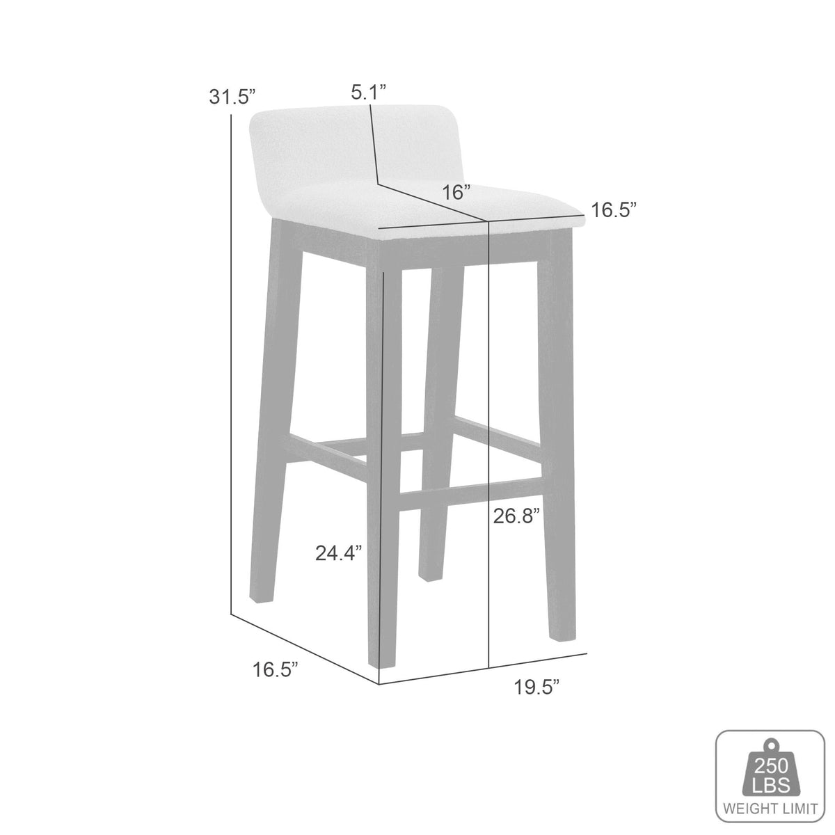 Annikah - Modern Transitional Wood Counter Height Kitchen Bar Stool