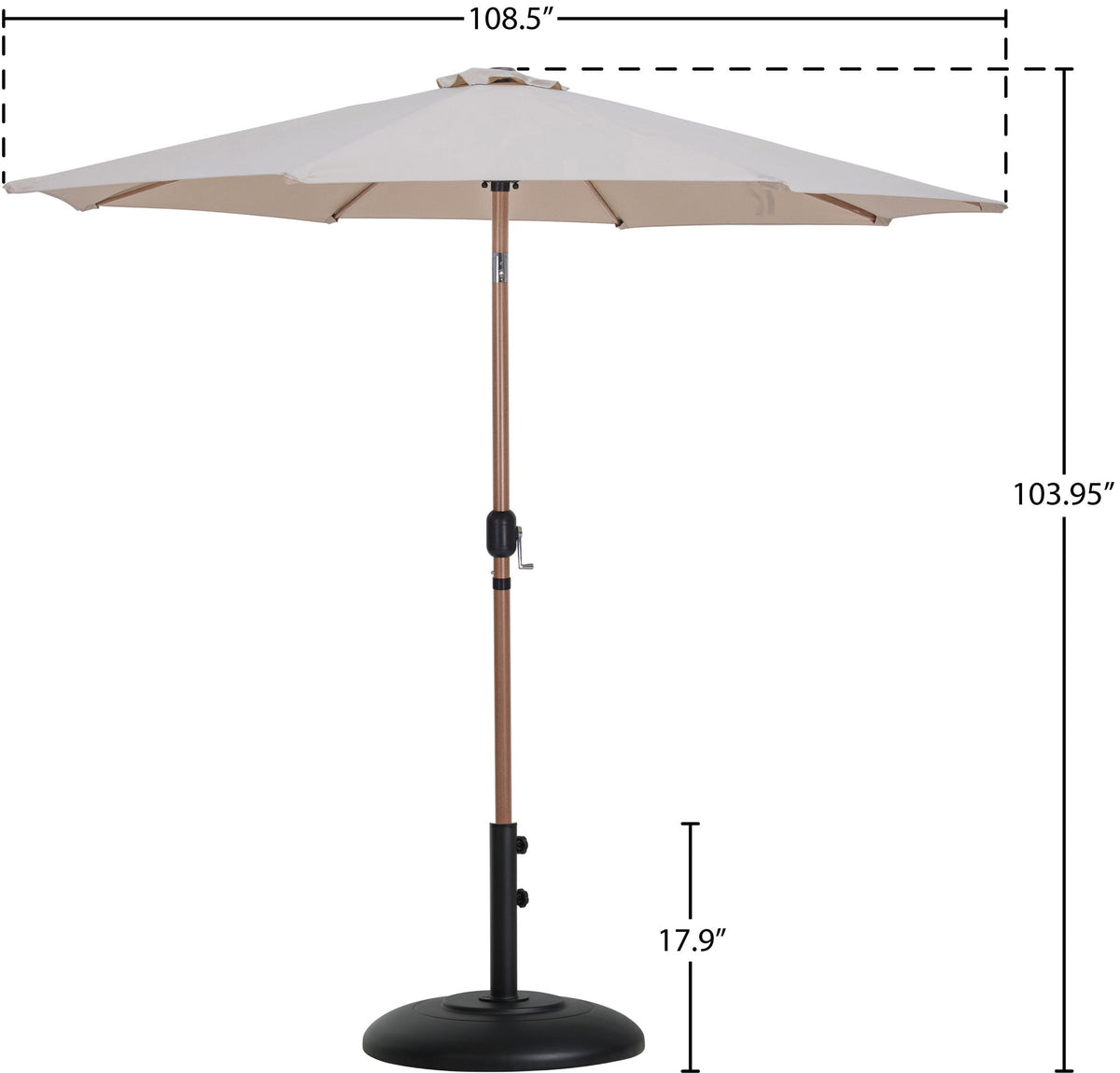 Fiji - Aluminum Patio Umbrella With Round Black And Teak Base