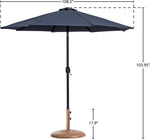 Fiji - Aluminum Patio Umbrella With Round Teak And Black Base