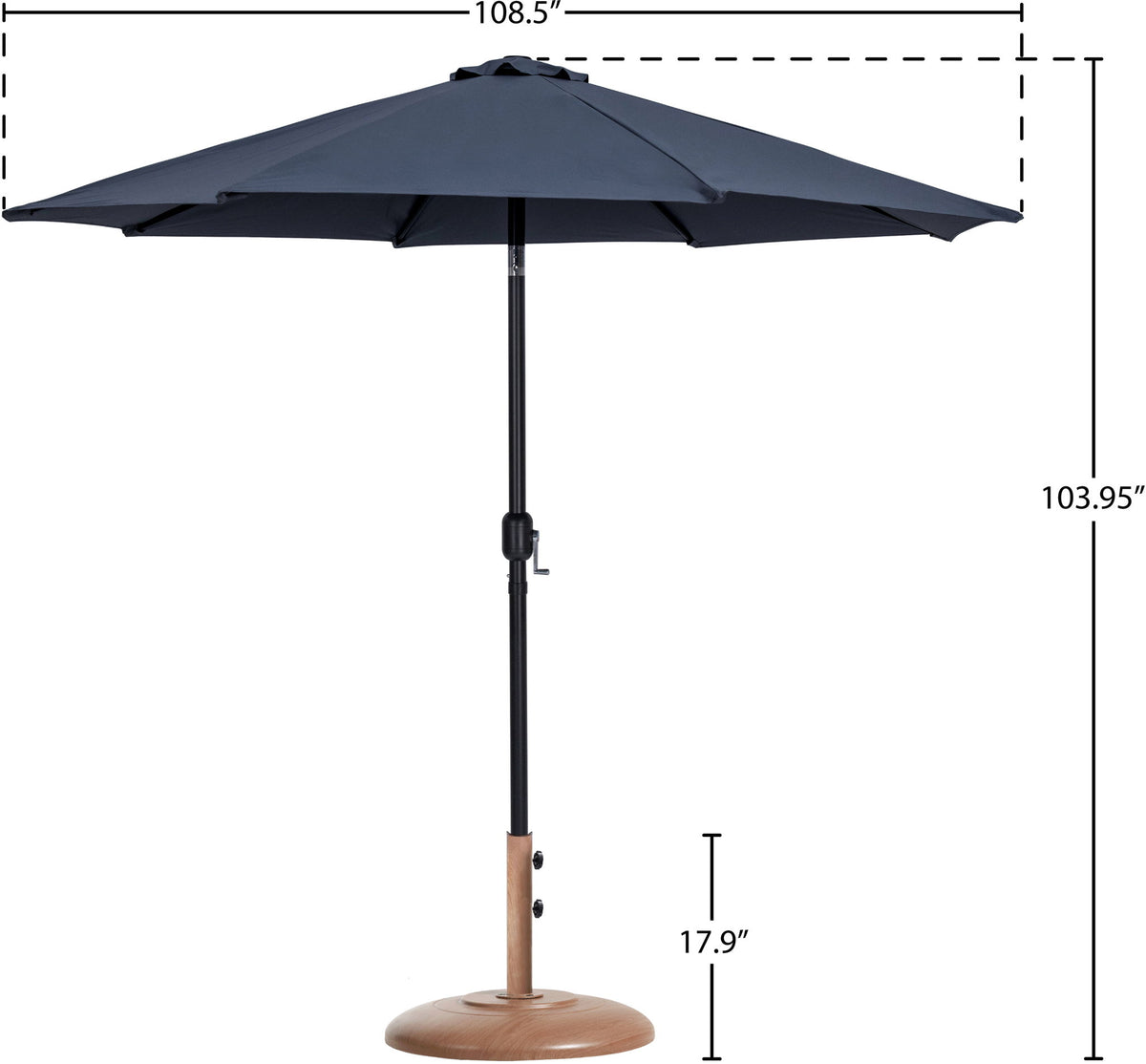 Fiji - Aluminum Patio Umbrella With Round Teak And Black Base