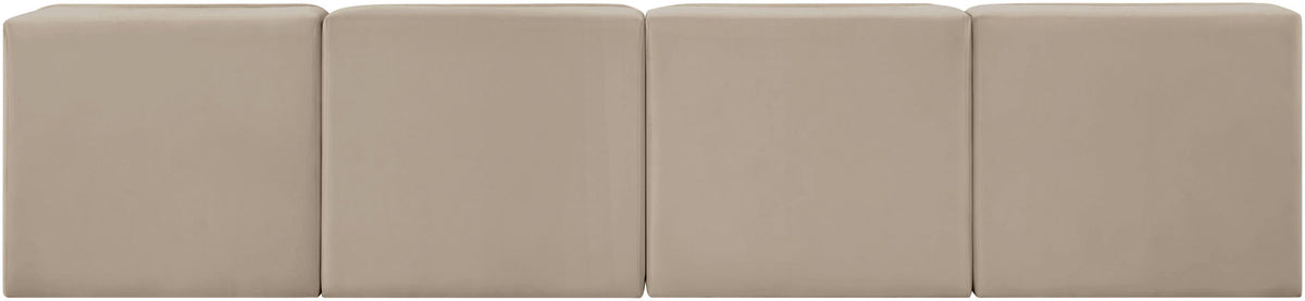 Rummi - Armless Velvet Performance Fabric Upholstered 4 Piece Modular Sofa