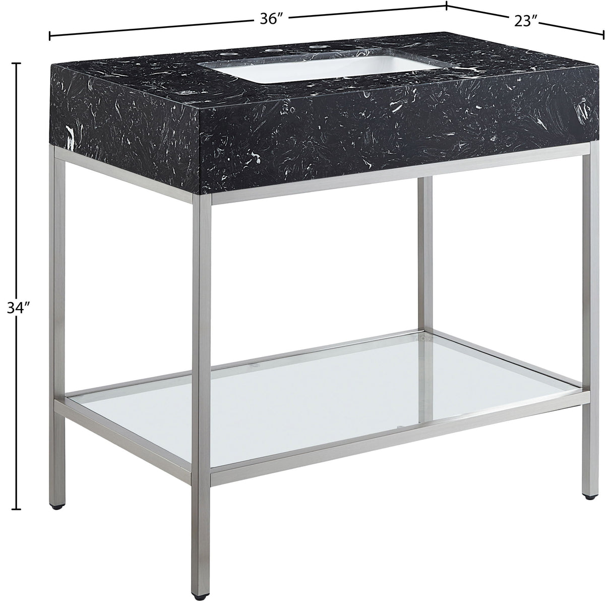 Marmo - Engineered Marble Bathroom Vanity With Chrome Base