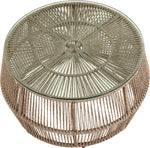 Coastline - Tempered Glass Top And Wicker Outdoor Patio Coffee Table - Natural | Natural
