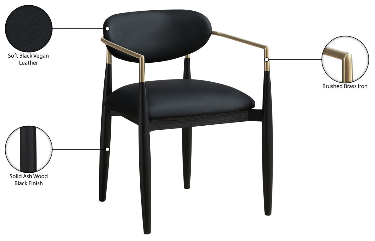 Riccio - Faux Leather Dining Arm Chair (Set of 2) - Black And Gold Frame