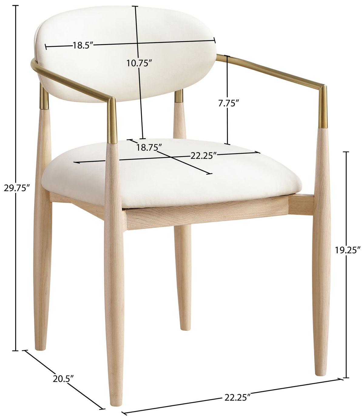 Riccio - Dining Arm Chair (Set of 2) - Natural And Gold Frame