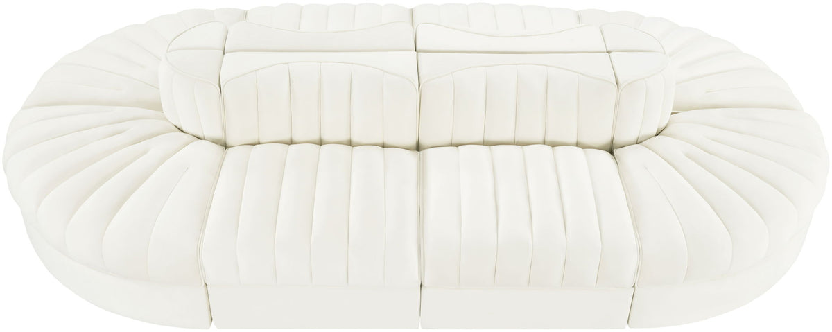 Rummi - Oval Velvet Performance Fabric Upholstered 8 Piece Modular Sectional