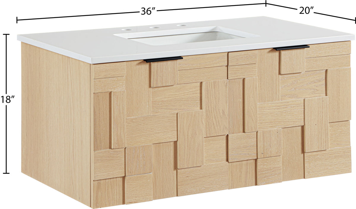 Leonardo - Engineered Stone And Solid Wood 24" Wall Mounted Bathroom Vanity