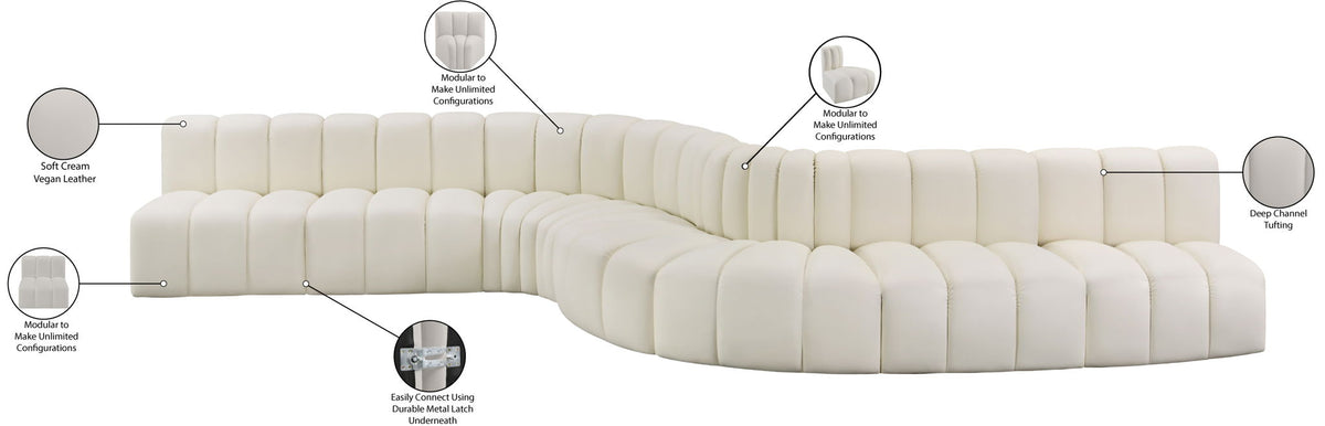 Arc - Faux Leather 8 Piece Curved Modular Sofa