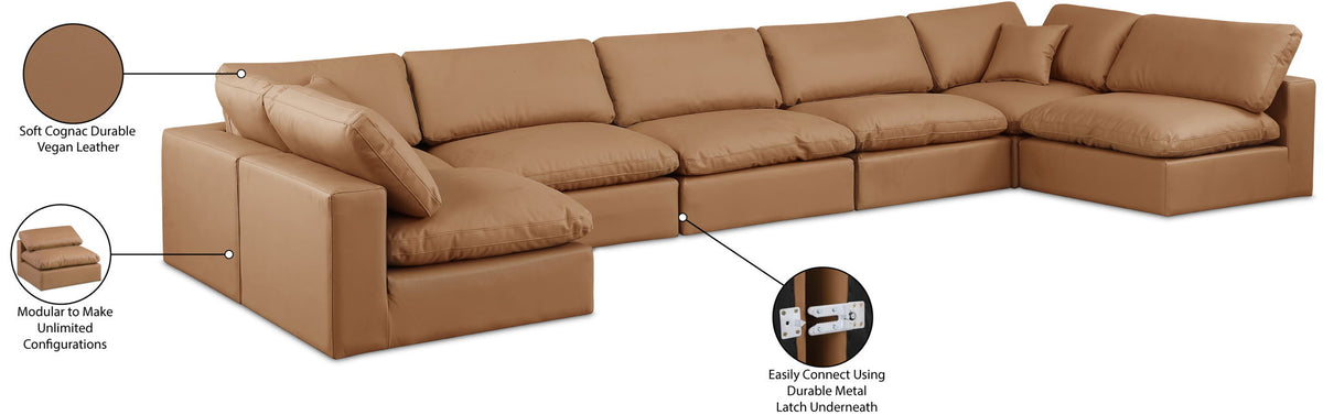 Comfy - 7 Piece Faux Leather Modular Armless Sectional