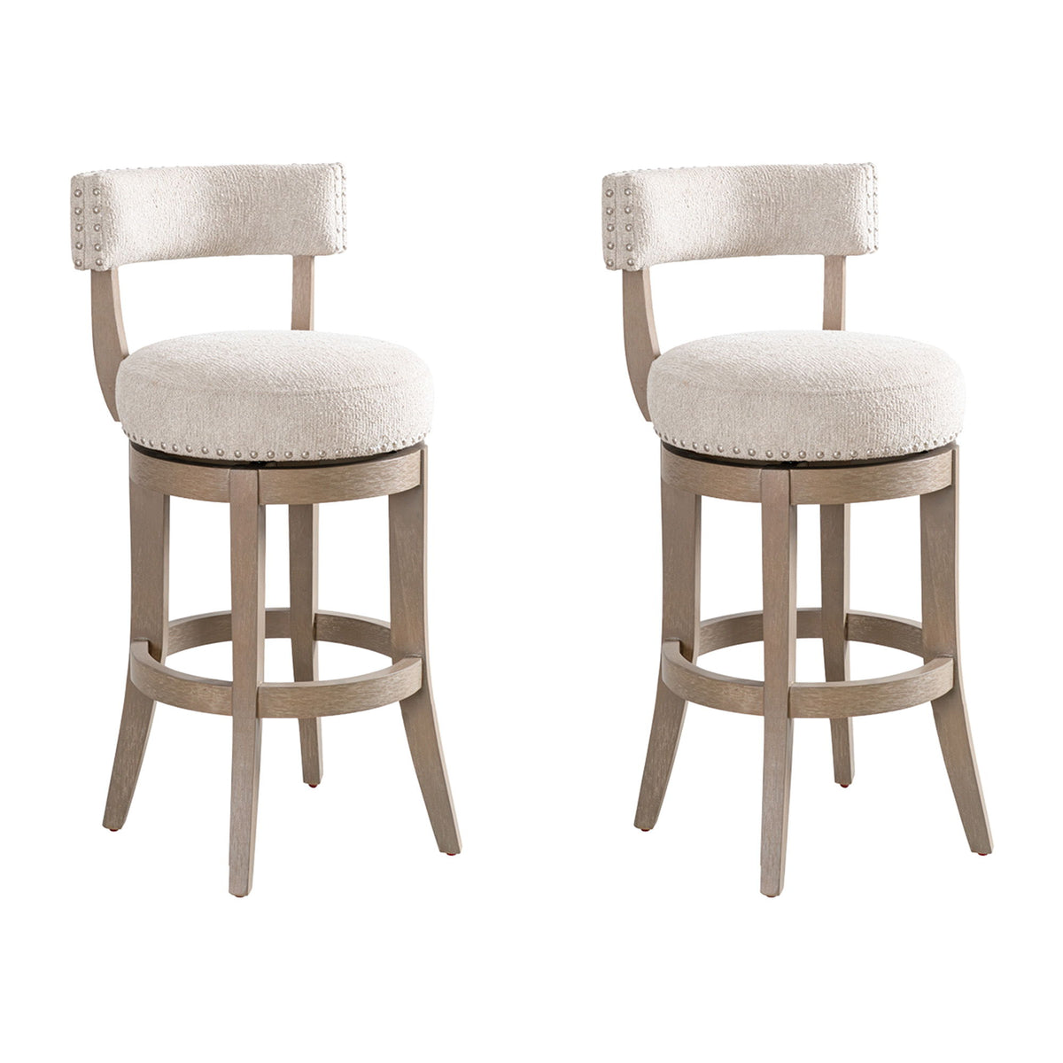 Mystic - Solid Wood Upholstered 30" Bar Height Swivel Barstool