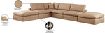 Comfy - 6 Piece Faux Leather Modular Sectional - Tan