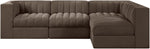 Rummi - Velvet Performance Fabric Upholstered 4 Piece Modular Sectional