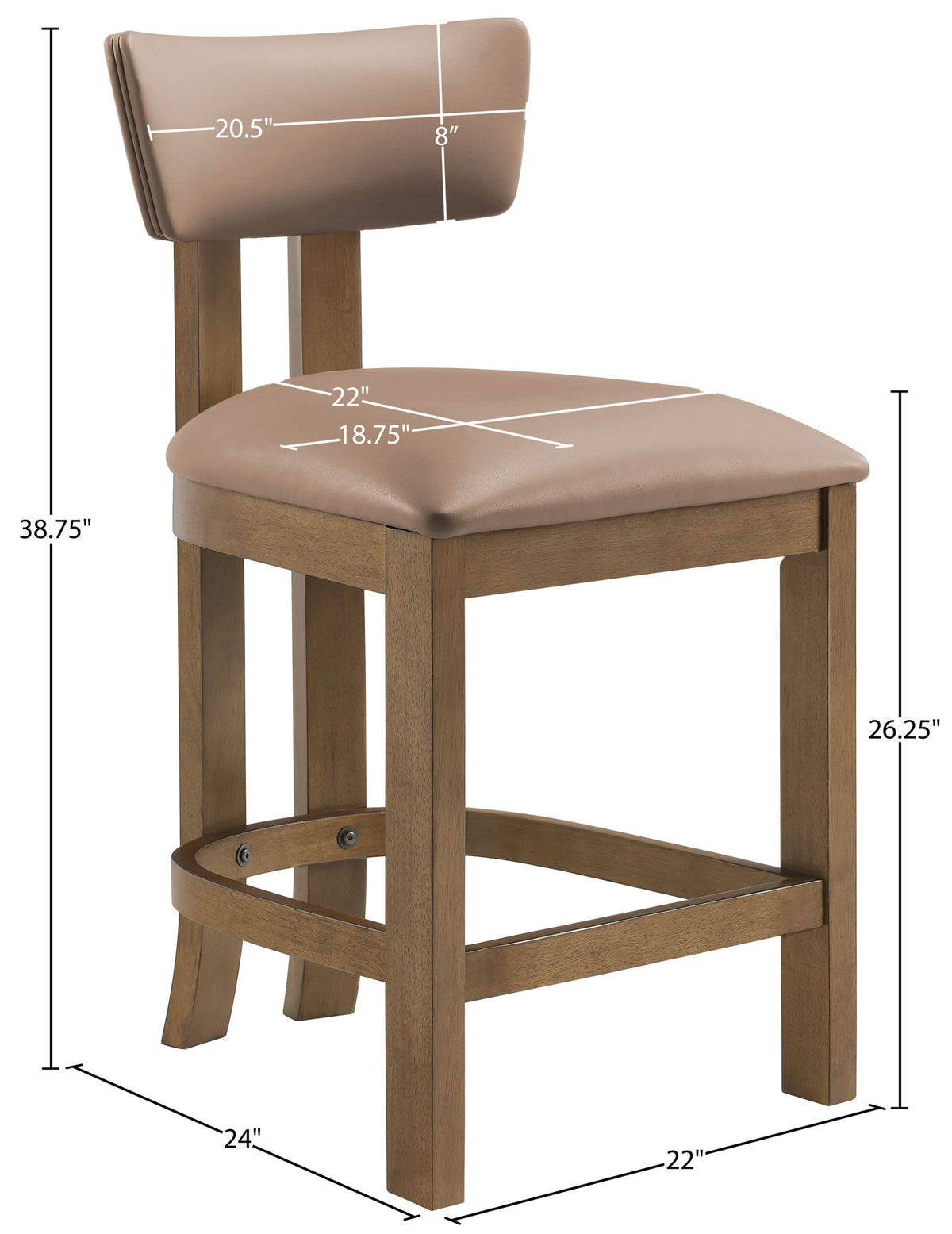 Lavrin - Vegan Leather Upholstered Counter Stool (Set of 2) - Walnut Base