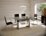 Waves Collection Modern Glass w/Chrome Stainless Steel Dining Table by VIG Furniture - View 1