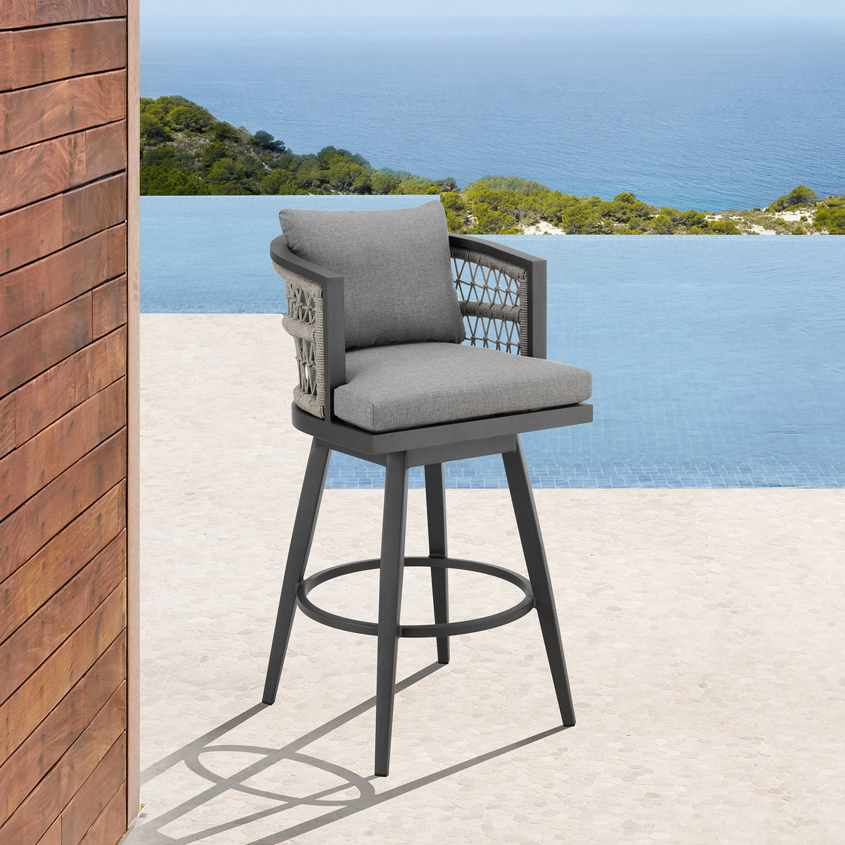 Zella - Outdoor Patio Swivel Counter Stool Set