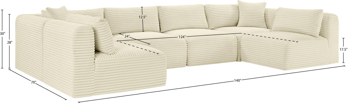Shaggy - 6 Piece Modular U-Shaped Armless Sectional