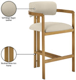 Aurum - Vegan Leather Upholstered Counter Stool With Brushed Brass Base