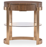 Eleana - Oval Nightstand - Medium Wood / Gold