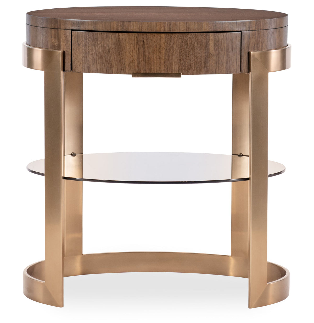 Eleana - Oval Nightstand - Medium Wood / Gold