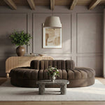 Rummi - Oval Velvet Performance Fabric Upholstered 6 Piece Modular Sectional