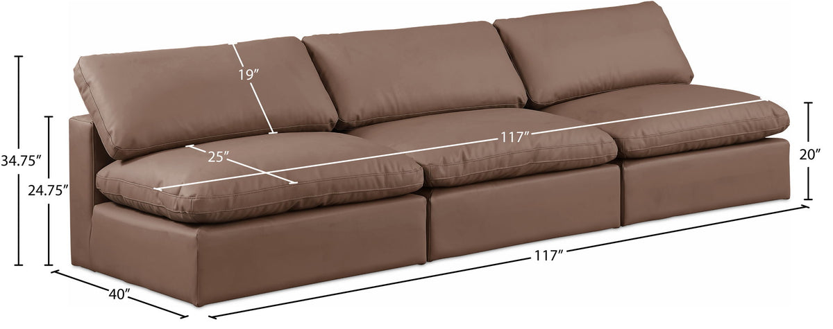 Comfy - Faux Leather Modular Armless Sofa 3 Seats