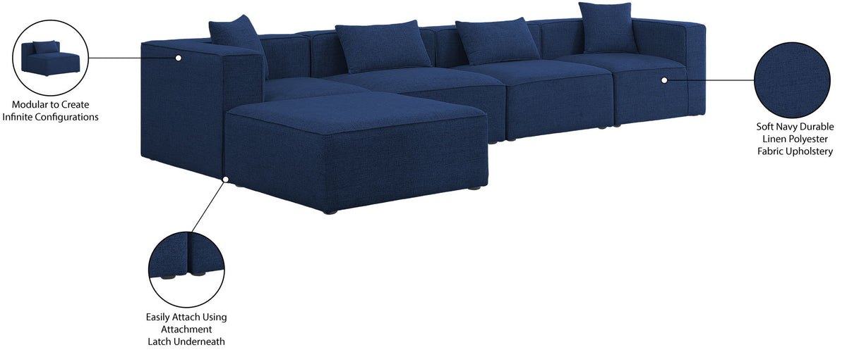 Cube - Linen 5 Piece Modular Sectional With Chaise