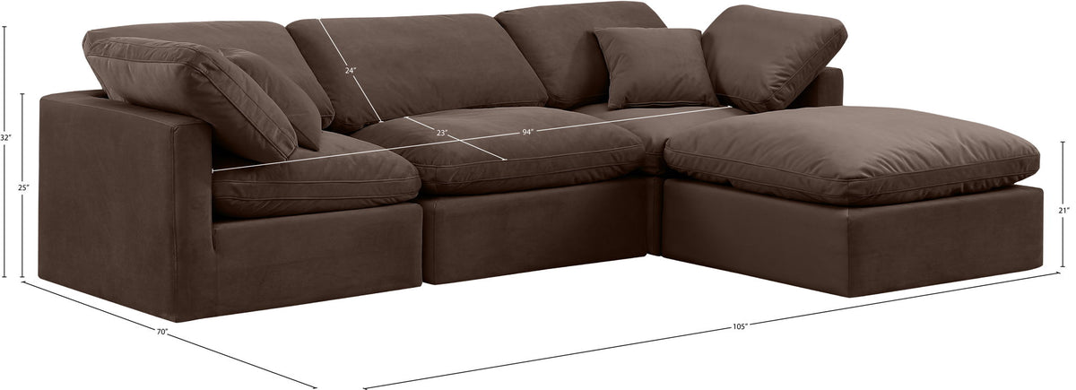 Indulge - Velvet 4 Piece Modular Sectional With Chaise