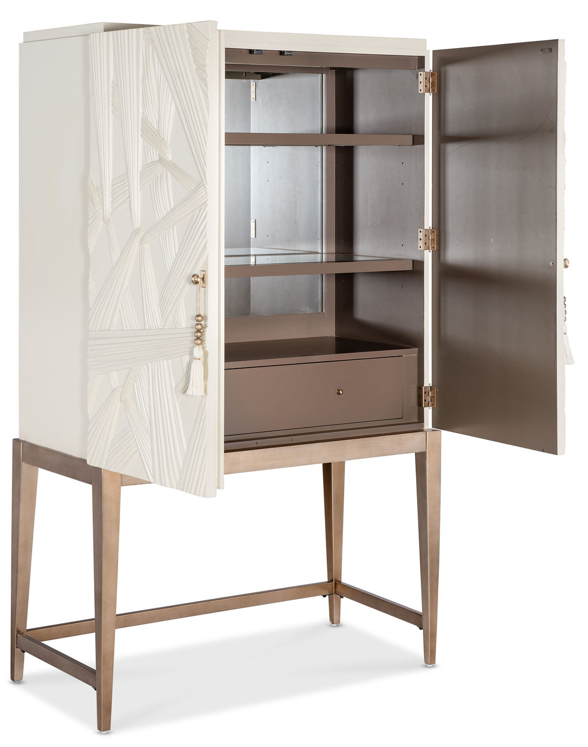 Melange - Dream Weaver Bar Cabinet - White / Light Brown