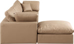 Comfy - 4 Piece Faux Leather Modular Sectional With Chaise - Tan