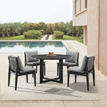 Cayman - Outdoor Patio 5-Piece Round Dining Table Set In Aluminum With Gray Cushions
