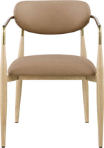 Ronda - Vegan Leather Upholstered Dining Arm Chair - Natural Legs