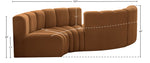 Arc - Velvet 4 Piece Curved Modular Sofa - Saddle