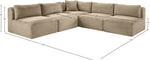 Shaggy - Fabric 5 Piece Modular Corner Armless Sectional