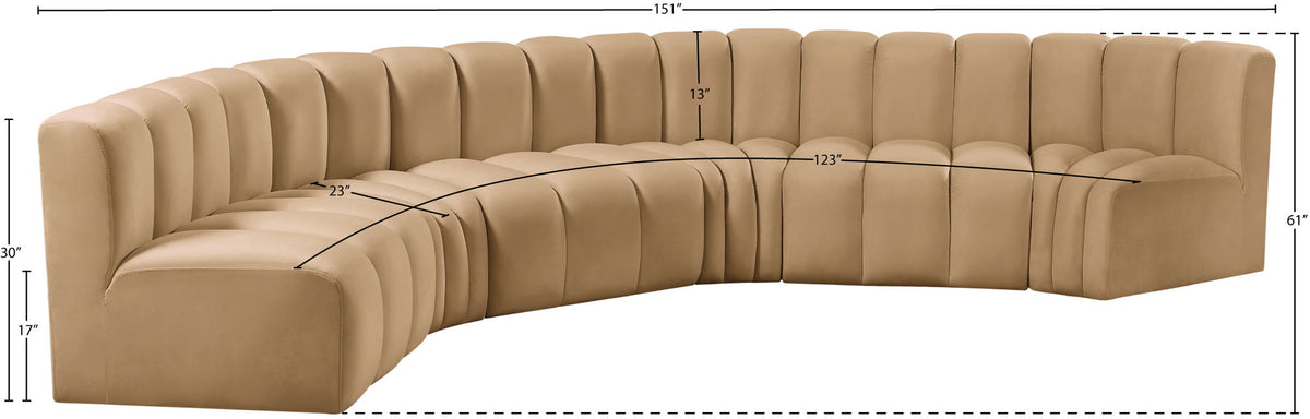 Arc - Velvet 6 Piece U-Shaped Modular Sofa