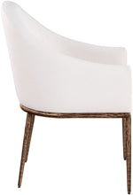 Ferro - Linen Textured Performance Fabric Upholstered Dining Arm Chair - Cream / Brushed Bronze