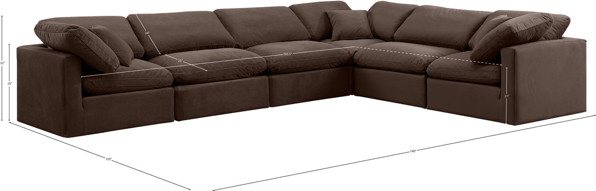 Indulge - Velvet 6 Piece Modular Corner Sectional