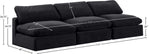 Comfy - Velvet Modular Armless Sofa 3 Seats
