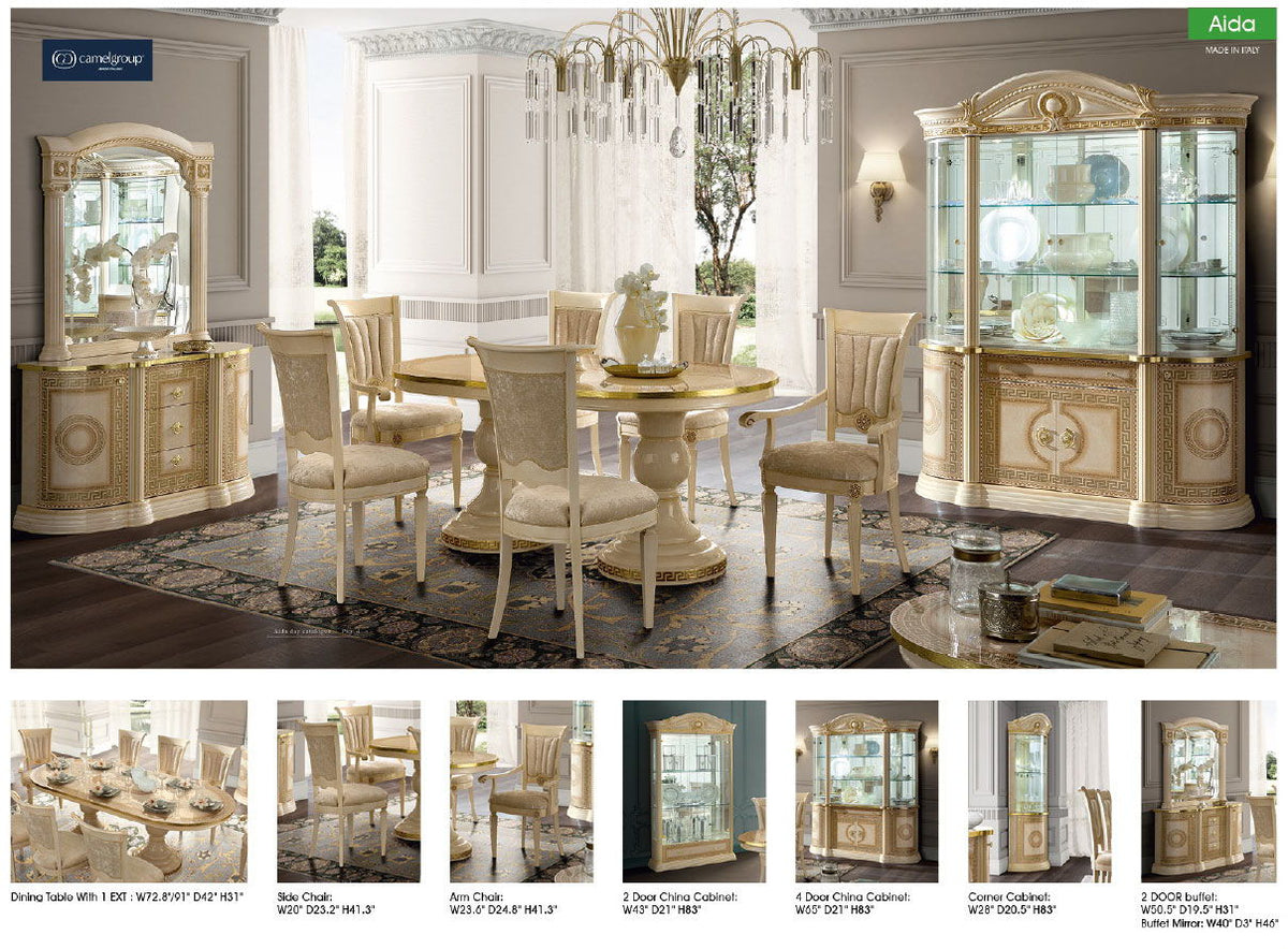 Aida - Dining Table - Ivory / Gold