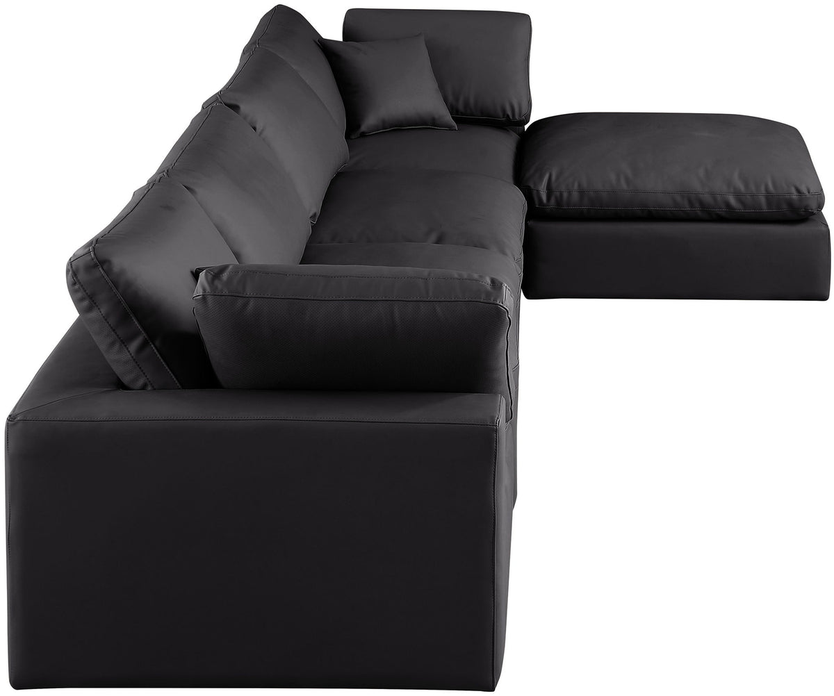 Comfy - 5 Piece Faux Leather Modular Sectional With Chaise