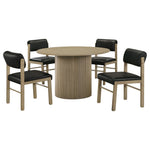 Hamlyn 5-piece Round Wood Dining Set Black and Natural Oak