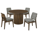 Hamlyn 5-piece Round Wood Dining Set Grey and Walnut