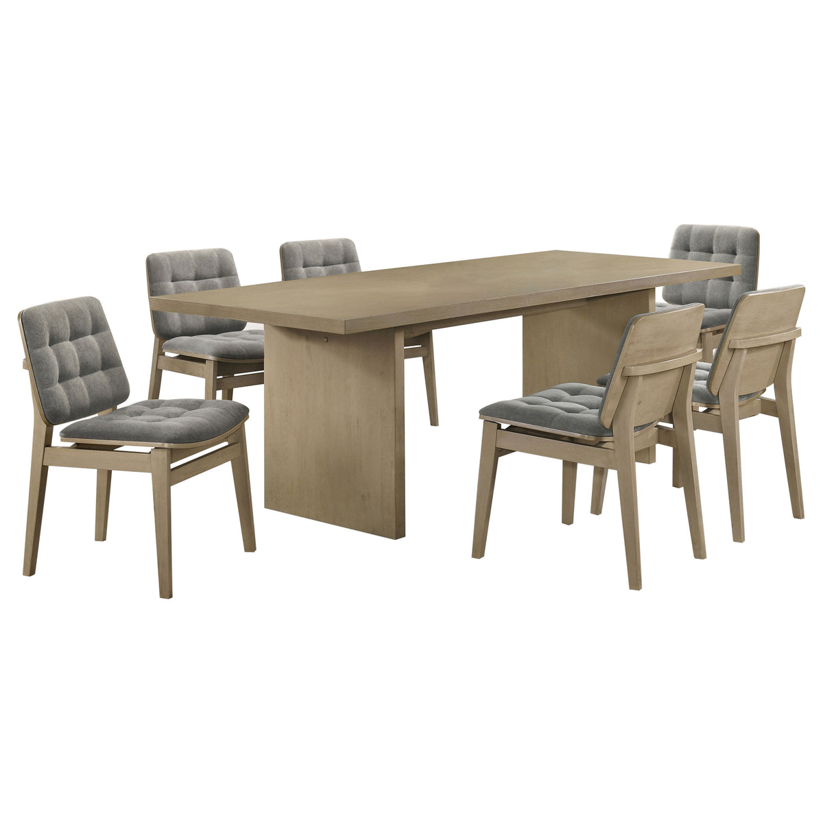 Decker 7-piece 82-inch Rectangular Dining Set Grey and Natural Oak