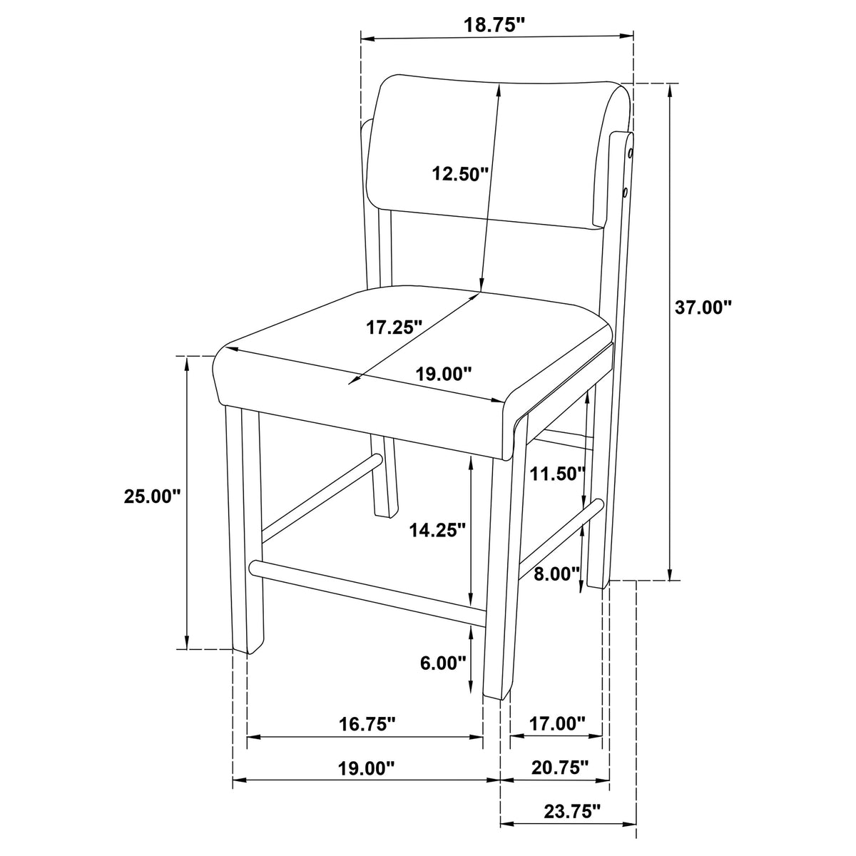 Decker 7-piece 70-inch Rectangular Counter Height Dining Set Cream and Black