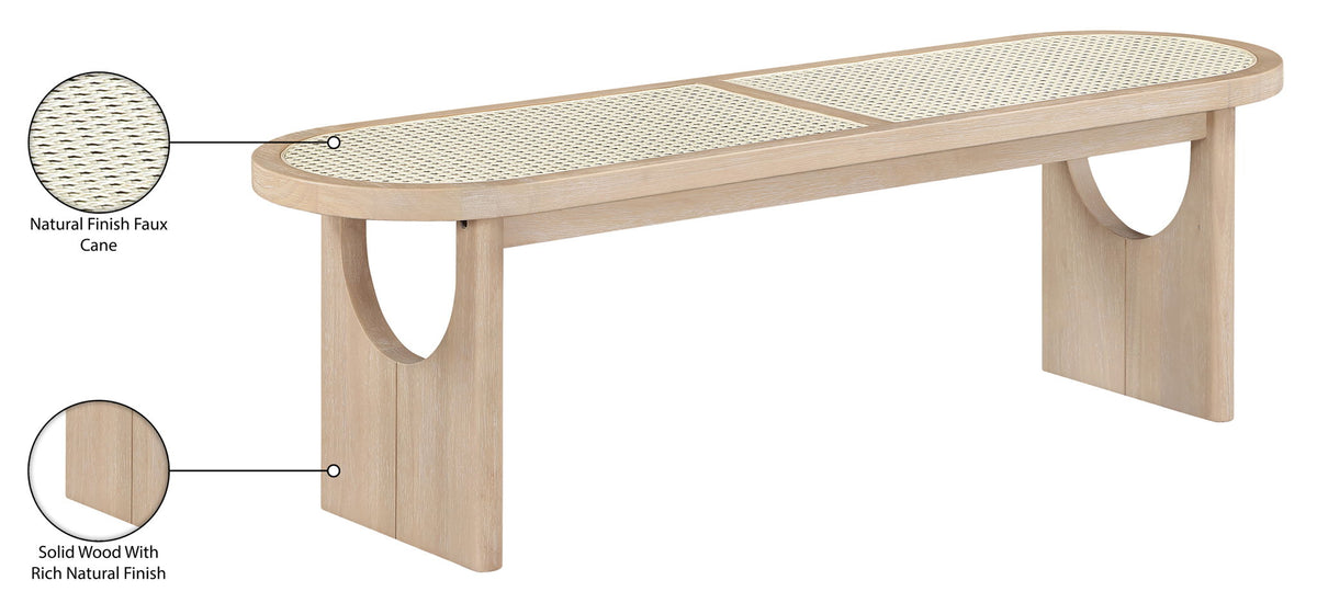Canovia - Solid Wood And Faux Cane Bench