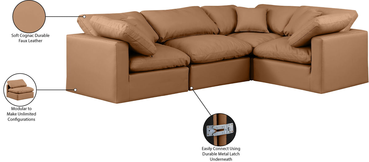 Indulge - Faux Leather 4 Piece Modular Corner Sectional